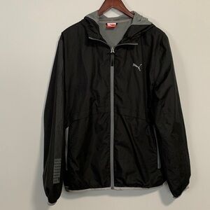 Puma Sport Life Style Wind Breaker Jacket Elasticized Waist Black Size Medium